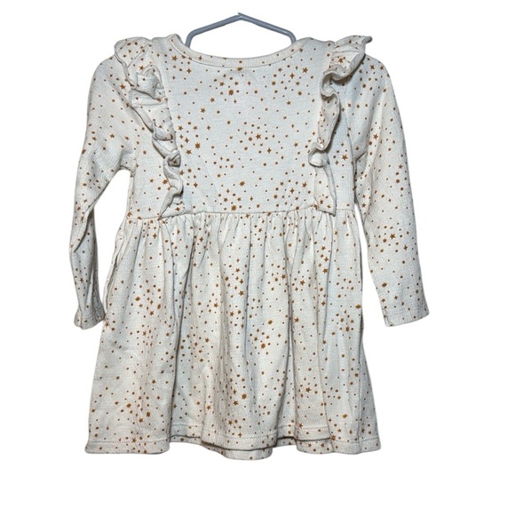 Cat & Jack Baby Girl Long Sleeve Cream Star Print Dress Size 18 Months - Picture 5 of 6